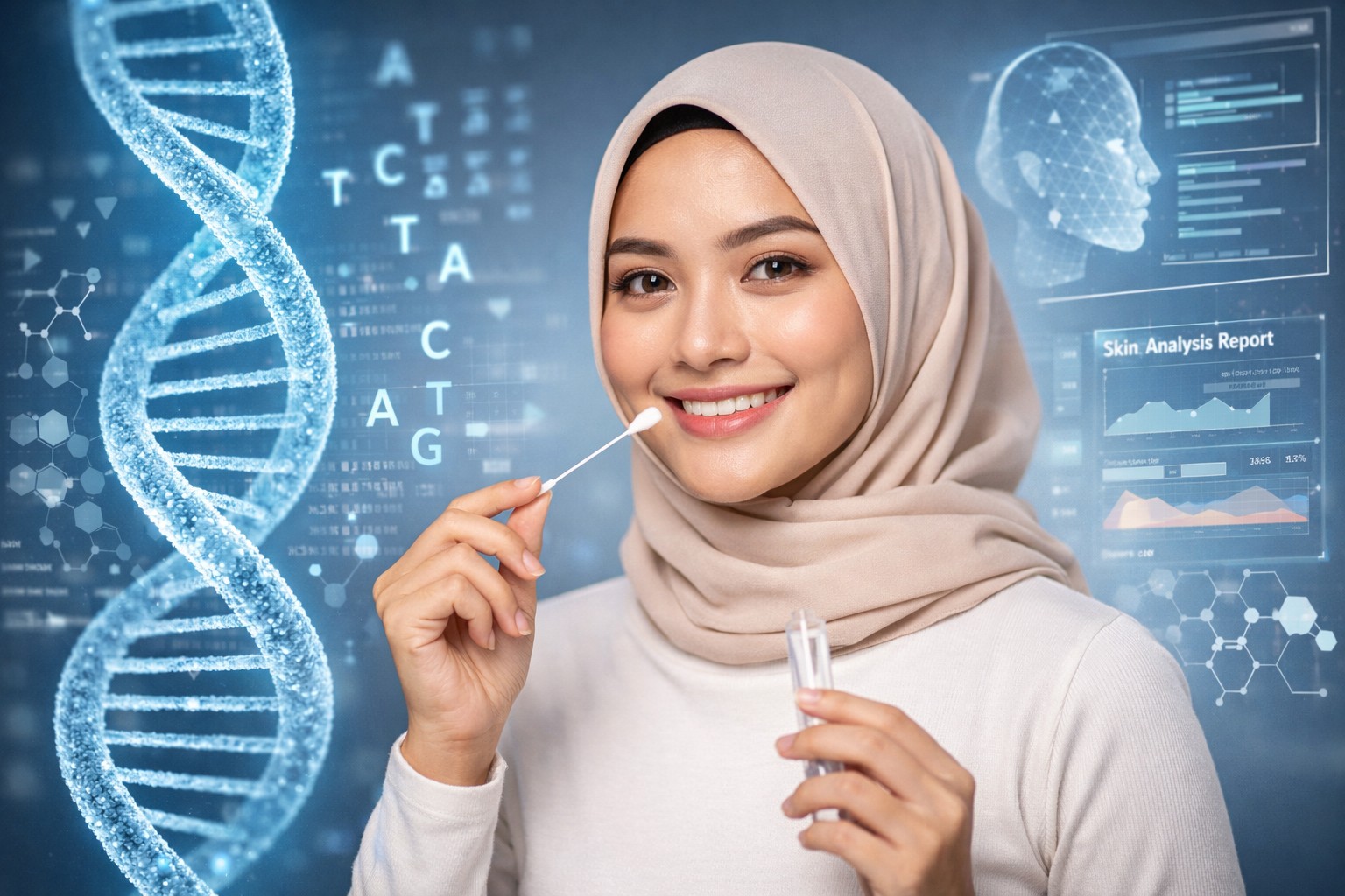 Ilustrasi analisis DNA untuk perawatan kulit personal