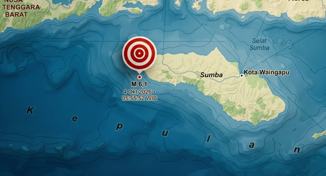 Gempa M6,1 mengguncang Sumba Barat Daya NTT pada Minggu 4 Oktober 2026